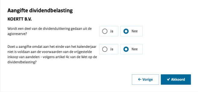 aangifte dividendbelasting