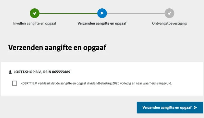 verzenden dividendbelasting