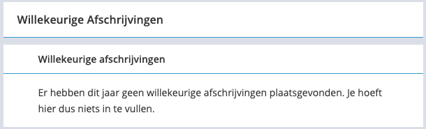 De kaart Willekeurige Afschrijvingen zonder afschrijvingen in het vpb-rapport van jortt