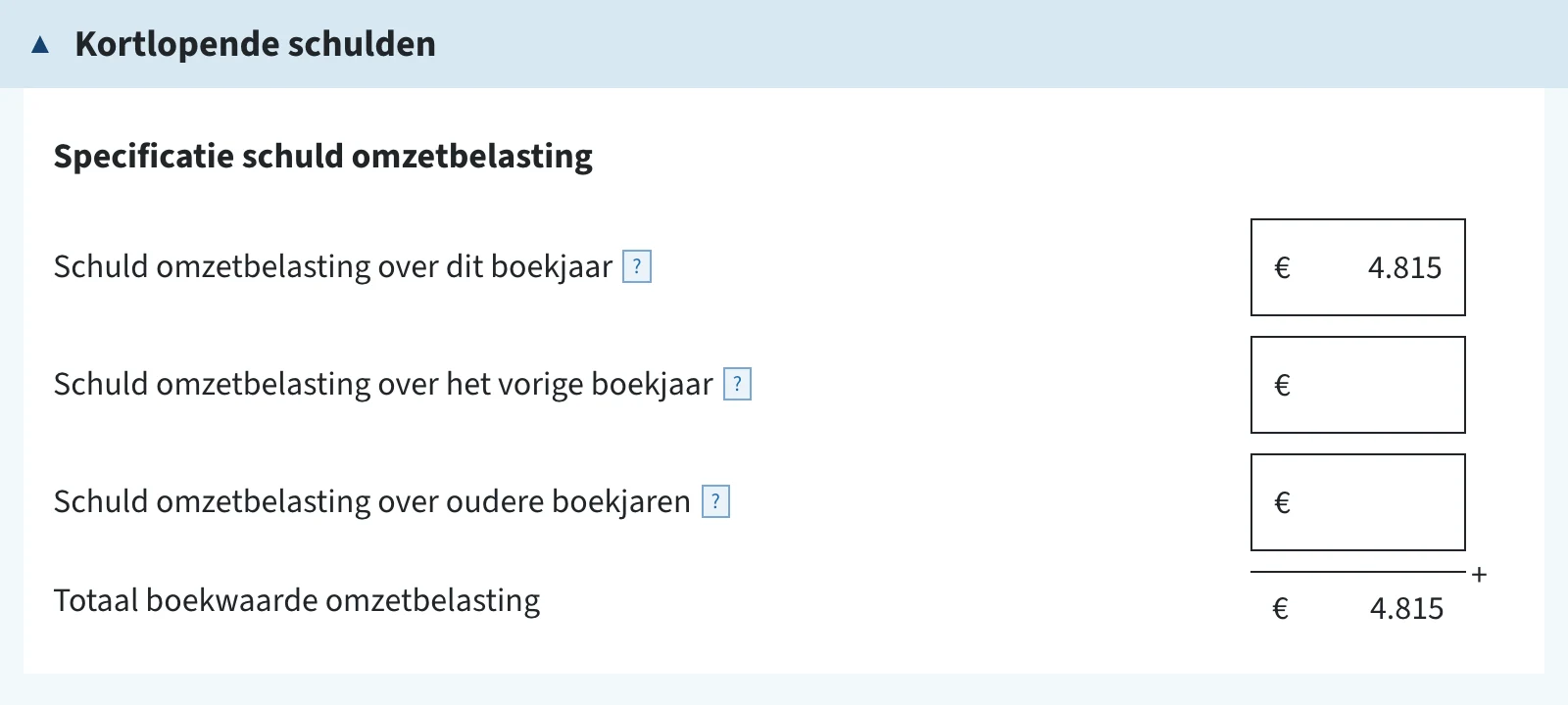 Specificatie schuld omzetbelasting in de ib-aangifte