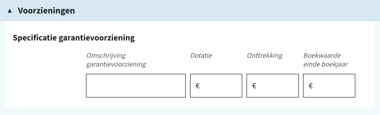 Specificatie garantievoorziening in de ib-aangifte