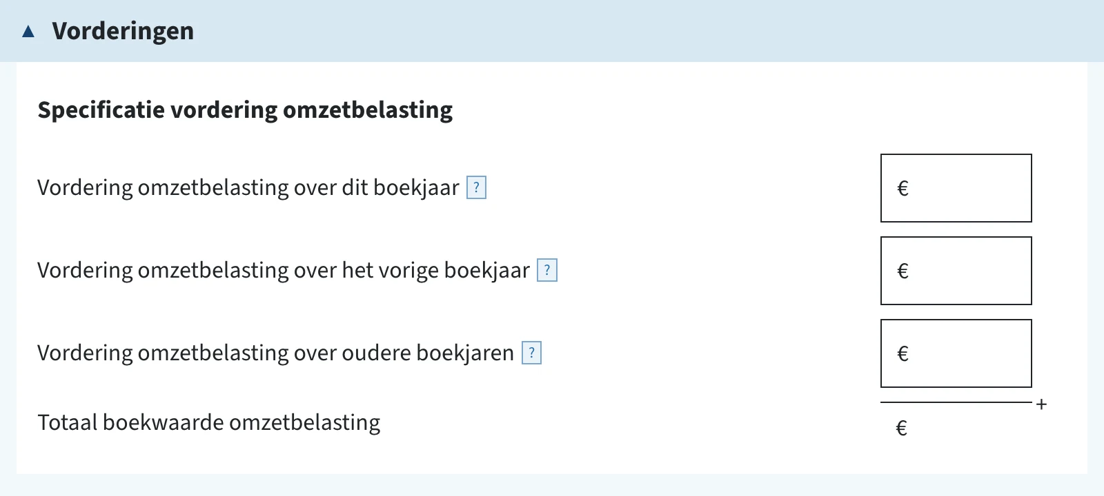 Specificatie vordering omzetbelasting in de ib-aangifte