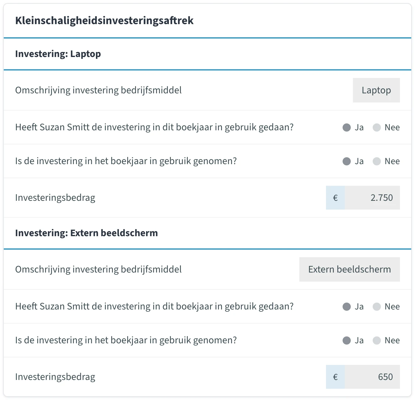 Kleinschaligheidsinvesteringsaftrek in het ib-rapport van jortt