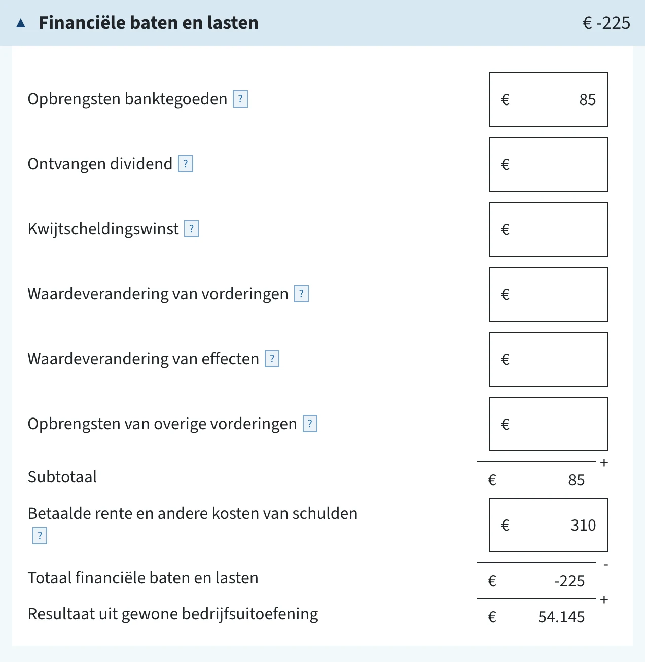 Invulvelden financiële baten en lasten in de ib-aangifte
