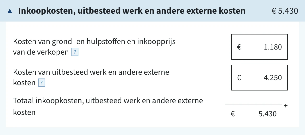 Invulvelden inkoopkosten in de ib-aangifte