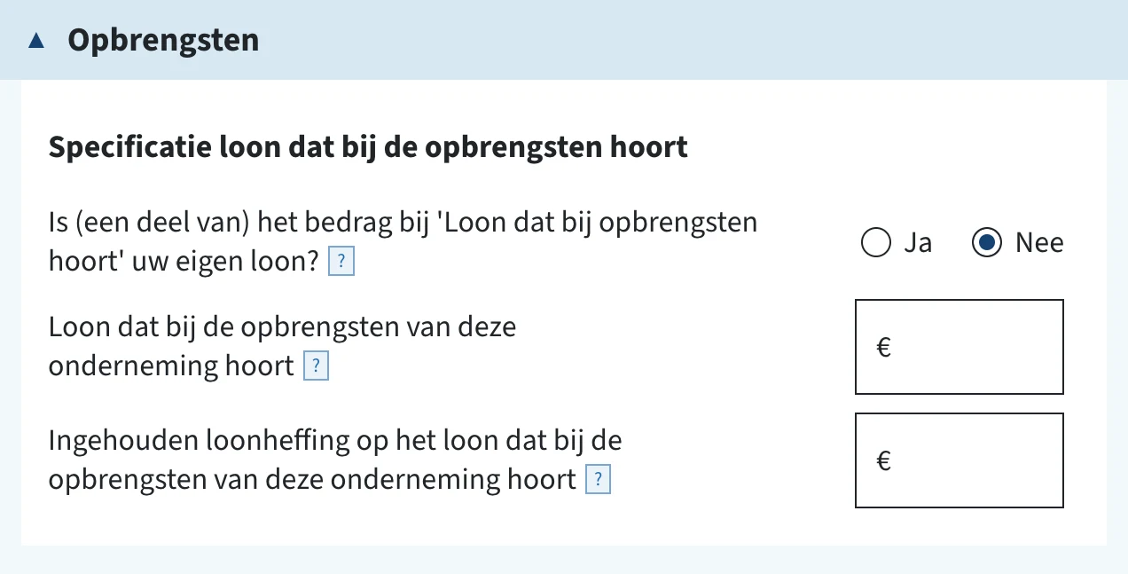 Specificatie loon dat bij de opbrengsten hoort in de ib-aangifte
