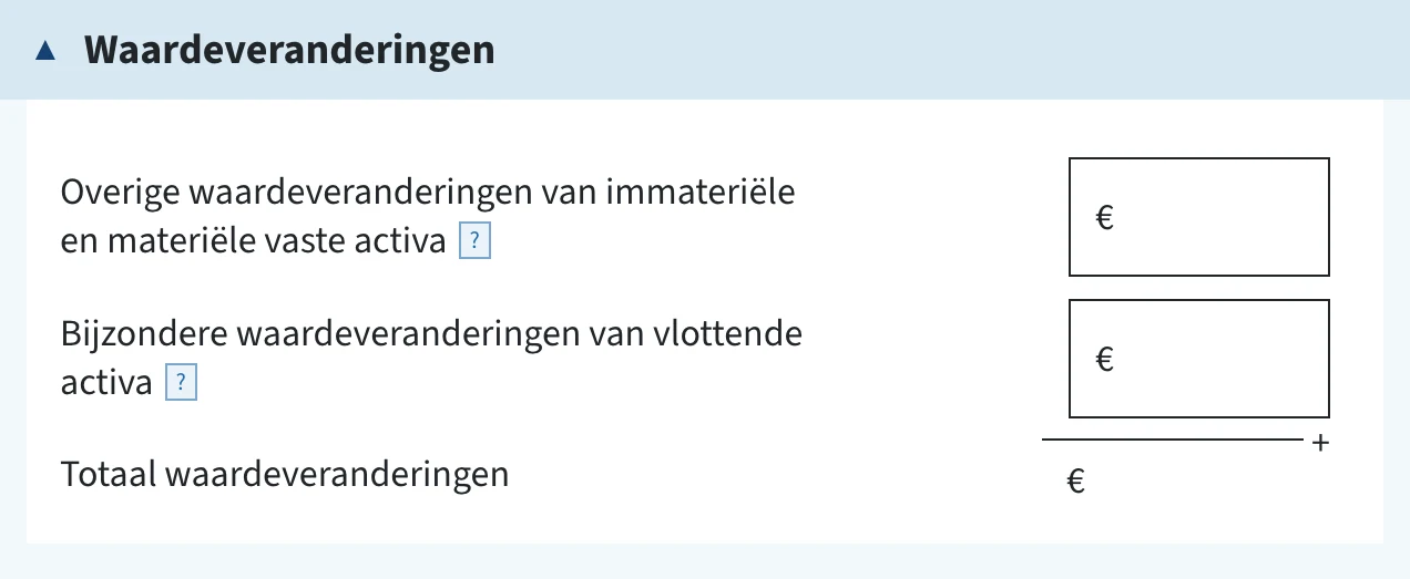 Invulvelden waardeveranderingen in de ib-aangifte
