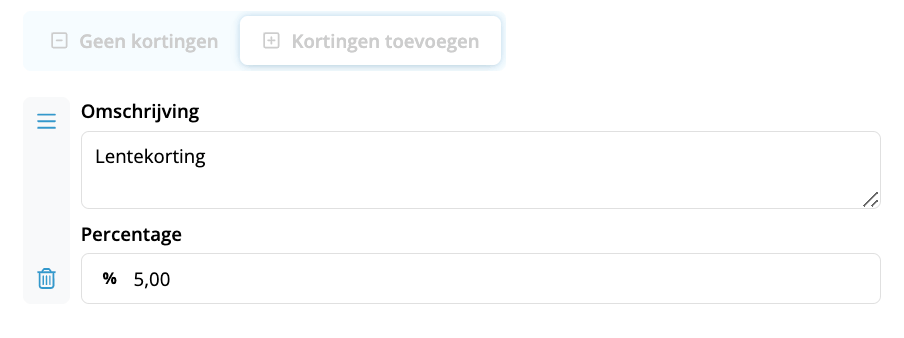 Korting op de offerte