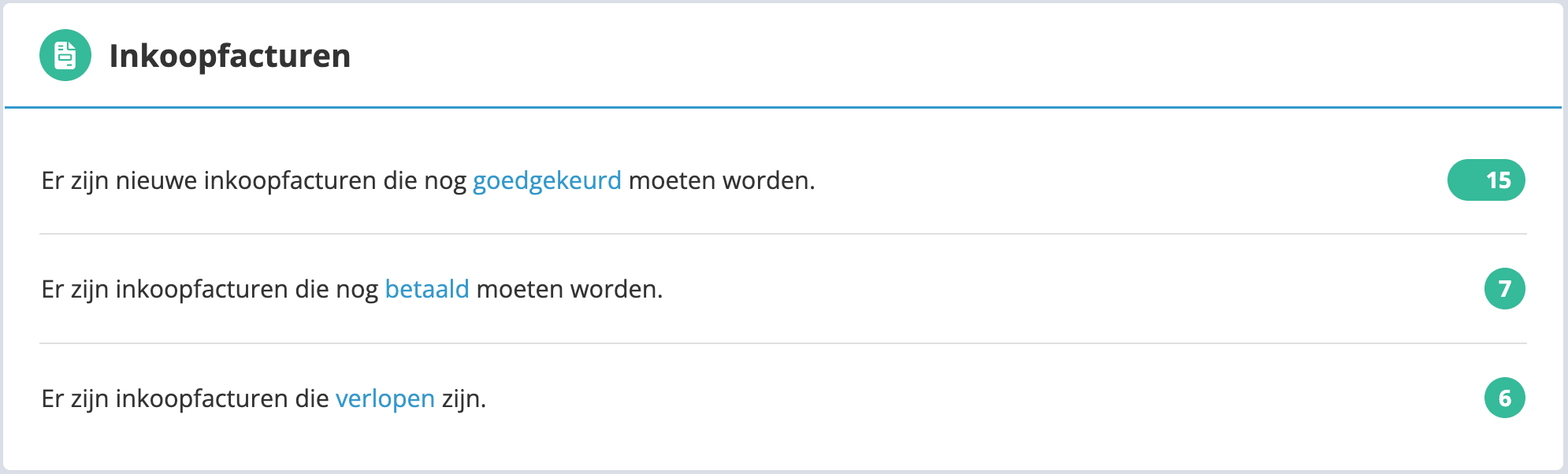 Overzicht Nog te doen Peppol inkoopfacturen