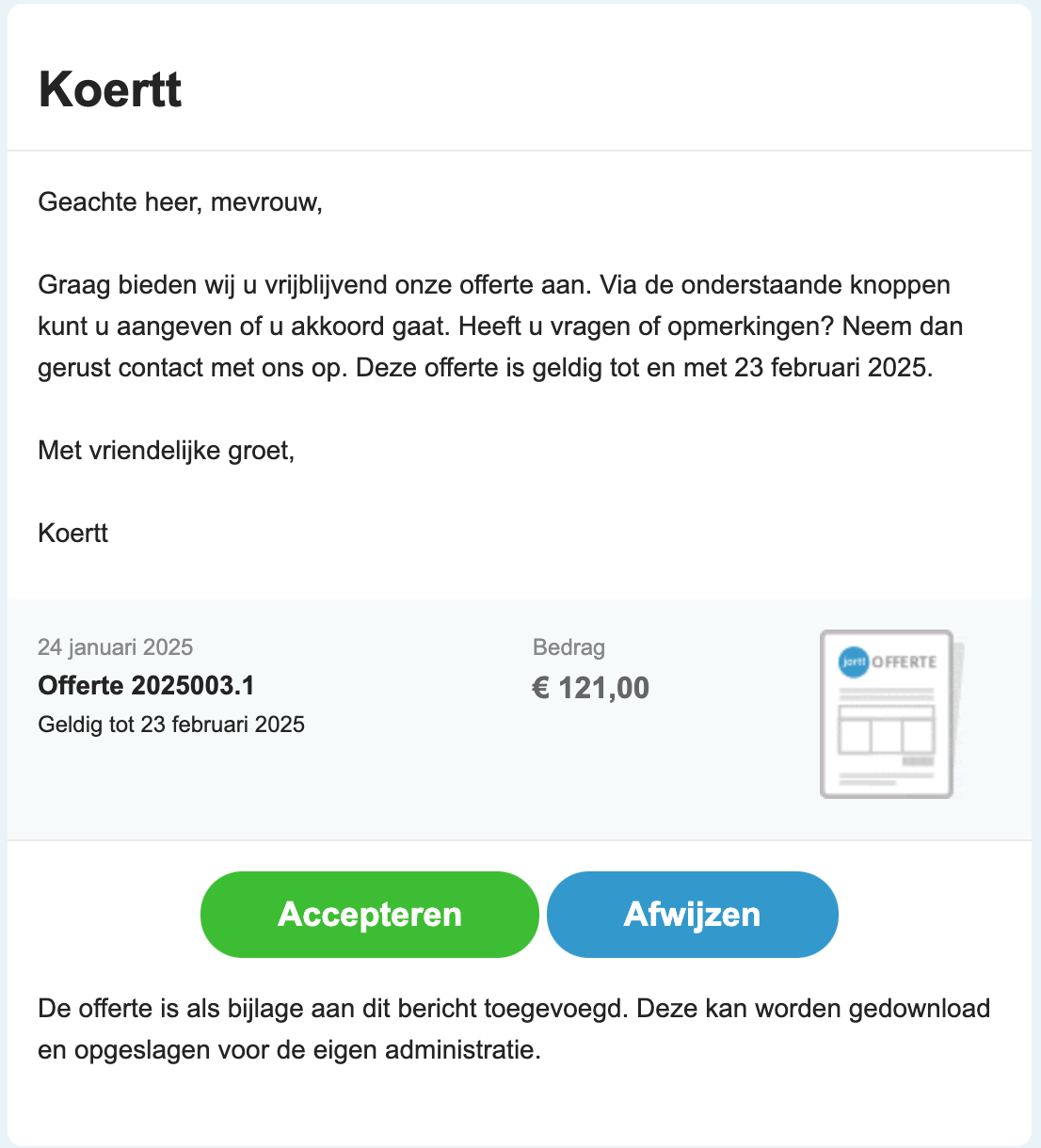 Offerte via de e-mail