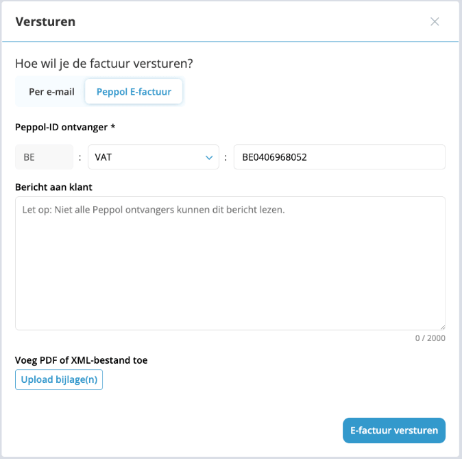 Pas het Peppol-ID van de klant aan