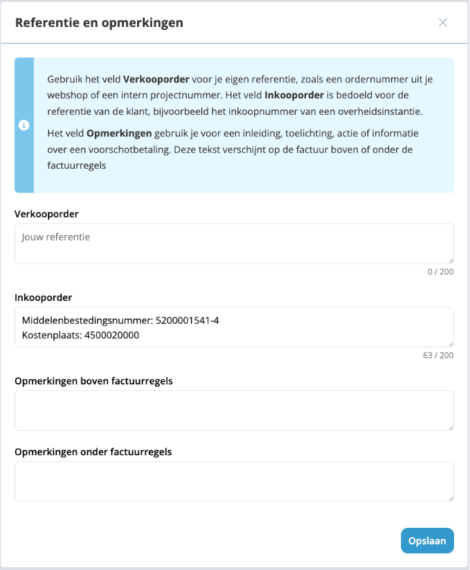 Pas de referentie aan