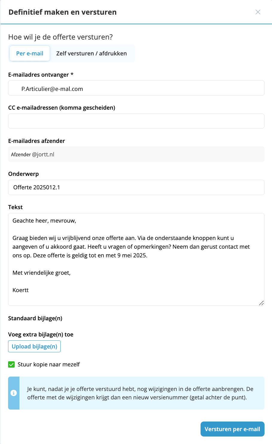 Verstuur je offerte per e-mail