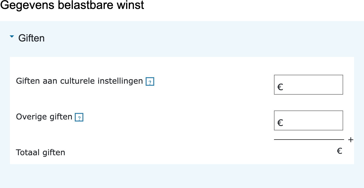 Invulvelden giften in de vpb-aangifte