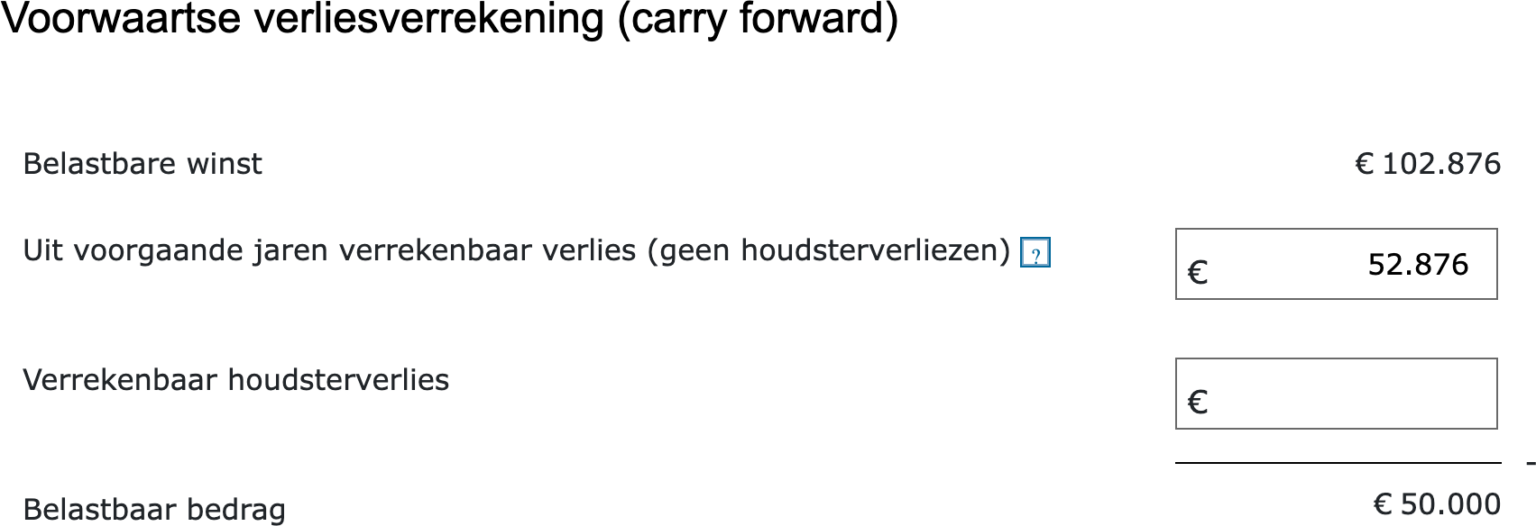 Het veld verrekenbaar houdsterverlies in de vpb-aangifte