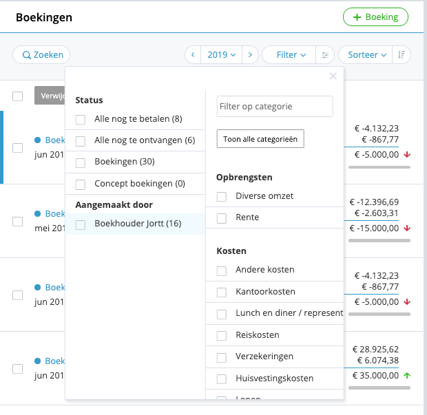 Boekhoudbot filter