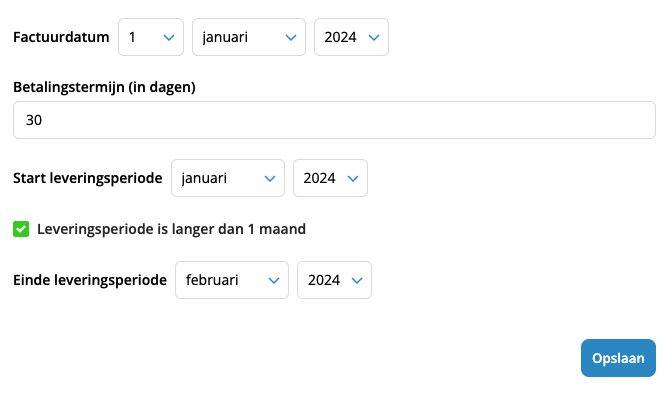 Factuur met leveringsperiode